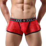 Men's Sexy See-through Flower Lace Bulge Pouch Low Rise Underwear Boxers Briefs