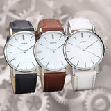 Fashion Men's Women's Geneva Faux Leather Analog Casual Quartz Wrist Watch