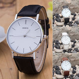 Fashion Men's Women's Geneva Faux Leather Analog Casual Quartz Wrist Watch