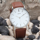 Fashion Men's Women's Geneva Faux Leather Analog Casual Quartz Wrist Watch