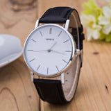 Fashion Men's Women's Geneva Faux Leather Analog Casual Quartz Wrist Watch