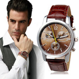 Fashion Men's Faux Leather Sport Watch Arabic Numerals Marker Quartz Wrist Watch - ENSEIGNE DENIS