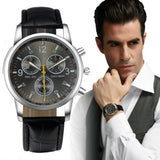 Fashion Men's Faux Leather Sport Watch Arabic Numerals Marker Quartz Wrist Watch - ENSEIGNE DENIS