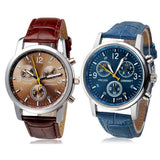 Fashion Men's Faux Leather Sport Watch Arabic Numerals Marker Quartz Wrist Watch - ENSEIGNE DENIS