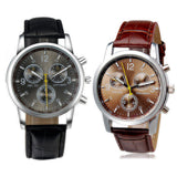 Fashion Men's Faux Leather Sport Watch Arabic Numerals Marker Quartz Wrist Watch - ENSEIGNE DENIS