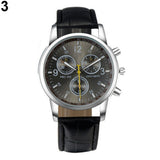 Fashion Men's Faux Leather Sport Watch Arabic Numerals Marker Quartz Wrist Watch - ENSEIGNE DENIS