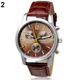 Fashion Men's Faux Leather Sport Watch Arabic Numerals Marker Quartz Wrist Watch - ENSEIGNE DENIS