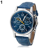 Fashion Men's Faux Leather Sport Watch Arabic Numerals Marker Quartz Wrist Watch - ENSEIGNE DENIS