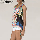 Women Summer Sleeveless O Neck Print T-Shirt Bohemian Blouse Top Sexy Vest