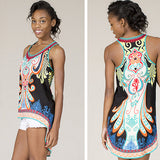 Women Summer Sleeveless O Neck Print T-Shirt Bohemian Blouse Top Sexy Vest