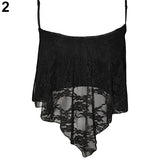 Women Summer Sexy Spaghetti Strap Crop Top Lace Floral Irregular Hem Camisole