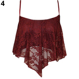 Women Summer Sexy Spaghetti Strap Crop Top Lace Floral Irregular Hem Camisole