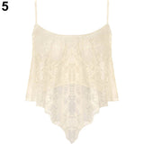 Women Summer Sexy Spaghetti Strap Crop Top Lace Floral Irregular Hem Camisole