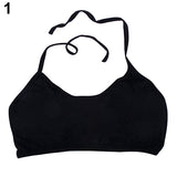 Women Sexy Halter Wrap Chest Strap Vest Solid Color Tube Top Padded Bra Camisole