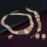 Bridal Jewelry Set Hollow Statement Women Choker Necklace Ring Bracelet Earrings