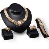 Bridal Jewelry Set Hollow Statement Women Choker Necklace Ring Bracelet Earrings