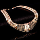Bridal Jewelry Set Hollow Statement Women Choker Necklace Ring Bracelet Earrings