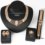 Bridal Jewelry Set Hollow Statement Women Choker Necklace Ring Bracelet Earrings