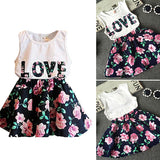 2Pcs Toddler Kids Baby Girls Clothes T-Shirt Top + Tutu Skirt Dress Outfits Set