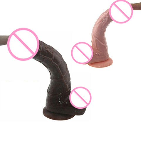 8 Inches Waterproof Beige Black Dildos Vibe Adult Product Sex Toys for Female