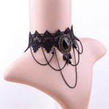 Vintage Black Rhinestone Chain Lace Choker Necklace Punk Rock Gothic Party Jewelry