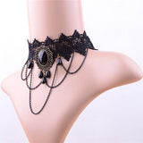 Vintage Black Rhinestone Chain Lace Choker Necklace Punk Rock Gothic Party Jewelry