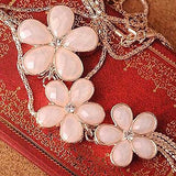 Women Vintage Rhinestone Flower Pendant Long Chain Statement Bib Necklace - ENSEIGNE DENIS