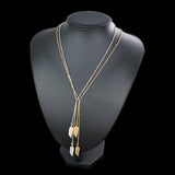 Fashion Women Elegant Boho Leaf Pendant Long Chain Sweater Necklace Jewelry