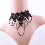 Vintage Black Rhinestone Chain Lace Choker Necklace Punk Rock Gothic Party Jewelry