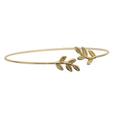 Women Ladies Simple Leaves Copper Open Hand Cuff Bangle Thin Bracelet Jewelry