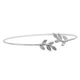 Women Ladies Simple Leaves Copper Open Hand Cuff Bangle Thin Bracelet Jewelry