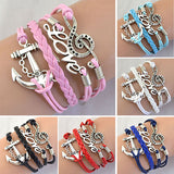 Women's Vintage Multilayer Braid Anchor Love Letter Music Note Cuff Bracelet