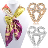 Rhinestone Garland Hoop Twine Brooch Silk Scarf Clip Buckle Holder Jewelry Gift