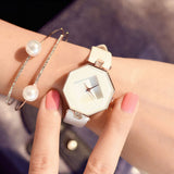 Women Fashion Faux Leather Band Analog Quartz Wrist Watch Rhombic Wristwatch - ENSEIGNE DENIS