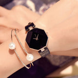 Women Fashion Faux Leather Band Analog Quartz Wrist Watch Rhombic Wristwatch - ENSEIGNE DENIS