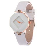 Women Fashion Faux Leather Band Analog Quartz Wrist Watch Rhombic Wristwatch - ENSEIGNE DENIS