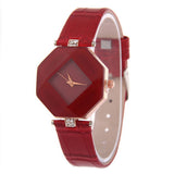 Women Fashion Faux Leather Band Analog Quartz Wrist Watch Rhombic Wristwatch - ENSEIGNE DENIS