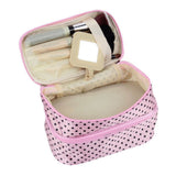Travel Cosmetic Polka Dot Double Layers Makeup Toiletry Organizer Storage Bag