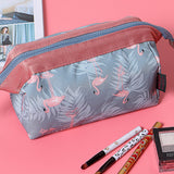 Fashion Flamingo Flower Print Makeup Brushes Holder Bag Pouch Portable Gift