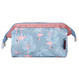 Fashion Flamingo Flower Print Makeup Brushes Holder Bag Pouch Portable Gift
