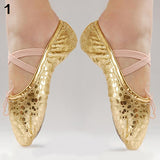 Women Girl Little Princess Shining Faux Leather Ballet Gymnastics Dance Shoes