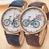 Women Casual Bike Pattern Round Dial Fabric Strap Quartz Analog Wrist Watch - ENSEIGNE DENIS