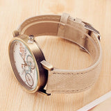 Women Casual Bike Pattern Round Dial Fabric Strap Quartz Analog Wrist Watch - ENSEIGNE DENIS