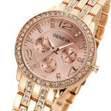 Men's Geneva Fashion Embedded Rhinestone Analog Quartz Round Dial Wrist Watch