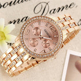 Men's Geneva Fashion Embedded Rhinestone Analog Quartz Round Dial Wrist Watch