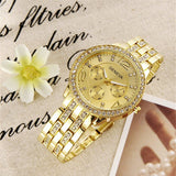 Men's Geneva Fashion Embedded Rhinestone Analog Quartz Round Dial Wrist Watch