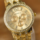 Men's Geneva Fashion Embedded Rhinestone Analog Quartz Round Dial Wrist Watch