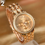 Men's Geneva Fashion Embedded Rhinestone Analog Quartz Round Dial Wrist Watch