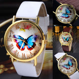Women Vintage Luxury Butterfly Faux Leather Analog Quartz Wrist Watch Jewelry