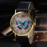 Women Vintage Luxury Butterfly Faux Leather Analog Quartz Wrist Watch Jewelry